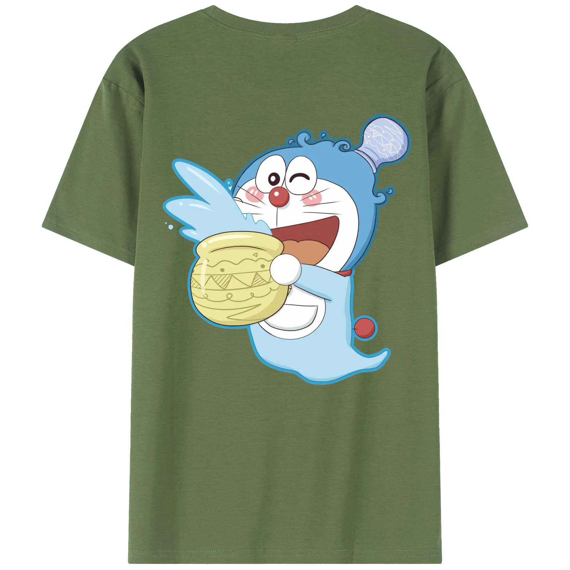 （画像用） ドラえもん Doraemon 綿100％ メンズ半袖Tシャツ（バックプリント） 通気性